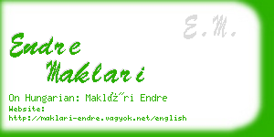 endre maklari business card